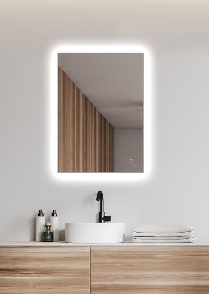 Zrcadlo 50 x 70 cm LED podsvícení dotykový senzor AMBIENTE SENZOR